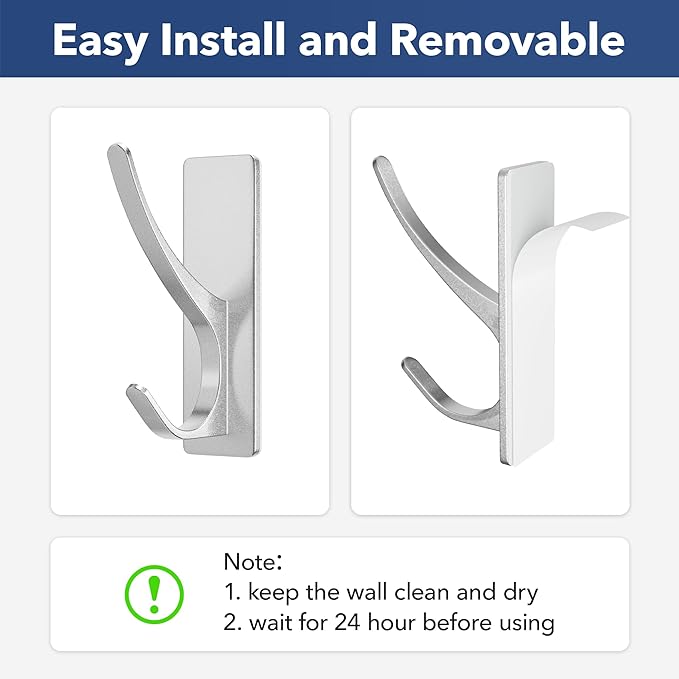 pickpiff Silver Self Adhesive Coat Hooks - Image 3