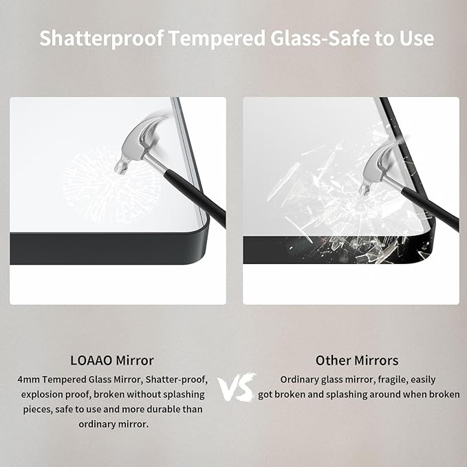 LOAAO 55X36 Inch Black Metal Framed Bathroom Mirror - Image 7