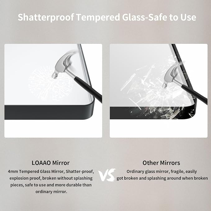 LOAAO 40X36 Inch Black Metal Framed Bathroom Mirror - Image 7