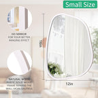 Irregular Wall Mirror Asymmetrical White Mirror Modern Wood Frame Unique Shape - Image 7