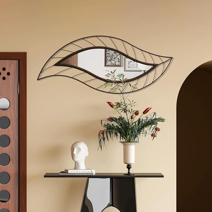 ironsmithn Decorative Wall Mirror, Leaf Design Metal Frame - Image 4