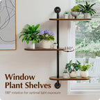 Rotating Window Plant Shelves 3-Tier, Wooden Window Shelf - Image 3