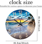 Glass Beach Wall Clock for Living Room Large Clocks for Walls Non Ticking Wall - Image 5