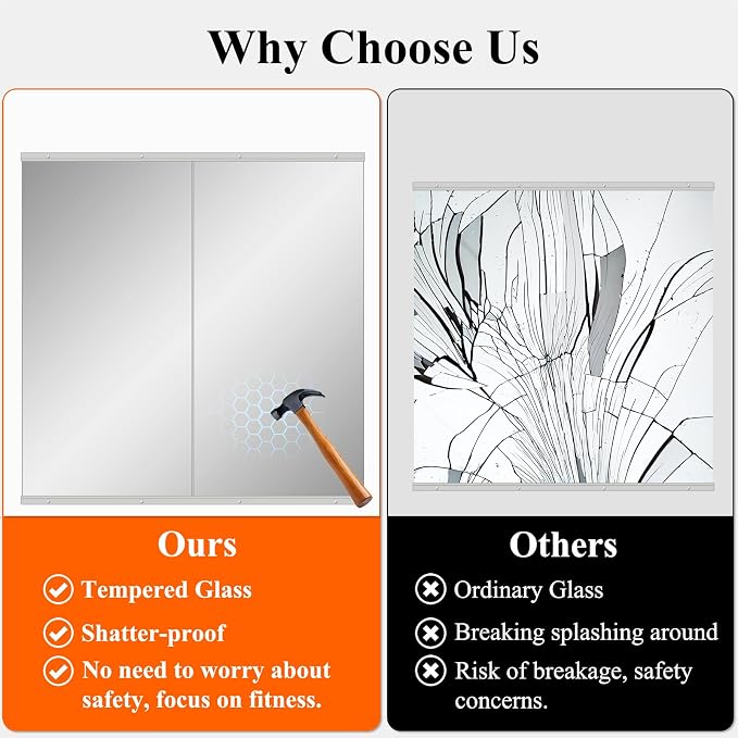 Ruomeng Home Gym Mirror, Large Frameless Body Mirror Tempered Glass - Image 6