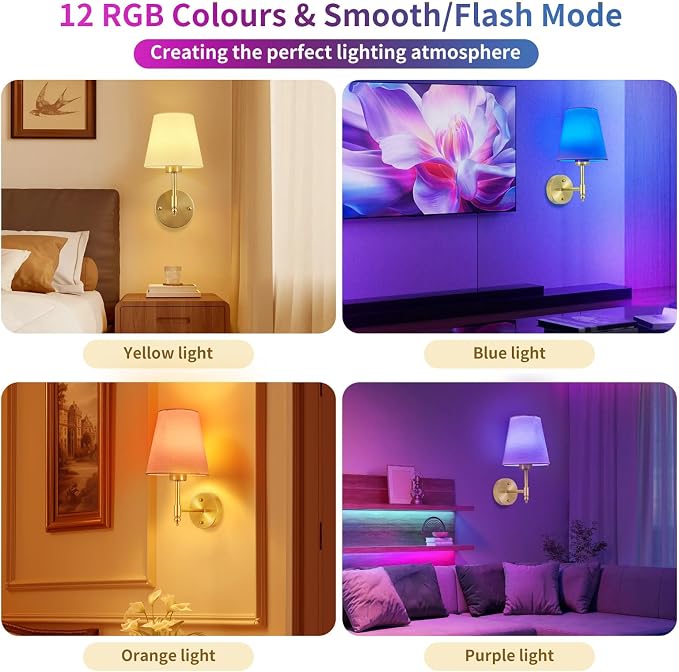 Battery Operated Wall Sconce Set of 2, Rechargeable Wireless Wall Lights - Image 7
