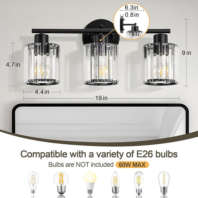 Crystal Bathroom Light Fixtures, Bathroom Lighting Fixtures Over Mirror - Image 2