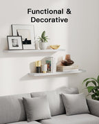 AMADA HOMEFURNISHING Floating Shelves, Paulownia Wood Wall Shelves - Image 3