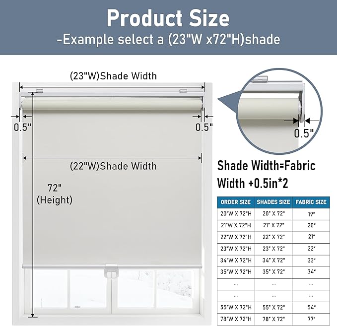 AOSKY Cordless Roller Shades Blackout Blinds - Image 3