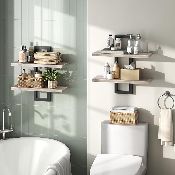 HOOBRO Floating Shelves, 15 Inch Wall Shelf Set of 2, Wall Mounted Storage - Image 4