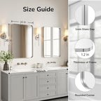 USHOWER Brushed Nickel Bathroom Mirrors 24"x36" 2 Pack, Rounded Corner - Image 4