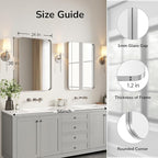 USHOWER Brushed Nickel Bathroom Mirror 24"x36", Rounded Corner, Aluminum Frame - Image 4