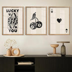 Heiple Framed Set of 3 Poker Wall Art Lucky You Poster, Trendy Retro Print Wall - Image 2