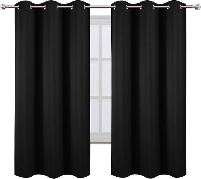LEMOMO Black Blackout Curtains 40 x 63 Inch Length/Set of 2 Curtain - Image 2