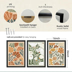 YWJKWLGS Mid Century Boho Wildflower Wall Art Set of 3, 16x24 Inch Black Framed - Image 2