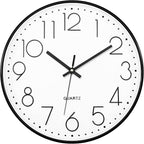 Foxtop Black Wall Clock 12 Inch Silent Non Ticking Quartz Battery Operated by Foxtop