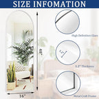 White 48"x16" Arched Full Length Mirror, Large Bathroom Wall Mirror Metal - Image 7