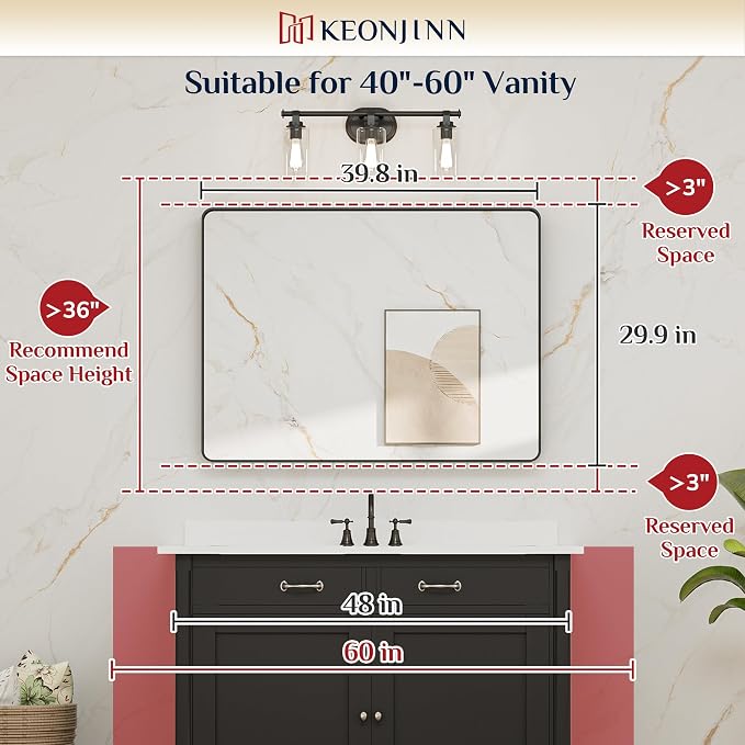 Keonjinn Gold Bathroom Mirrors for Over Sink, 40” x 30” Brushed Brass Mirror - Image 7