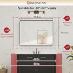 Keonjinn Black Bathroom Mirror for Over Sink, 40 x 30 Inch Rounded Rectangle - Image 5