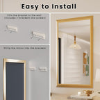 Amorho Bathroom Mirror, 60x36 Inch Golden Thick Metal Framed Wall Mirrors - Image 7