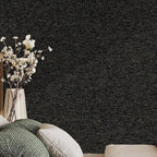 SHUFA Black Gold Cotton-Like Textured Grasscloth Wallpaper Matte Thick Real - Image 6