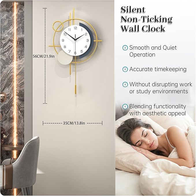 Wall Clock Decorative Large Modern Wall Clock Silent Non-Ticking Battery - Image 4