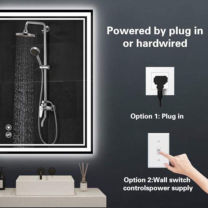 2 Pack 24“ x 36” LED Bathroom Mirror LED Mirror - Image 6