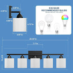Black Bathroom Lighting Fixtures Over Mirror, 5-Light Anti-Rust Vanity Light - Image 5