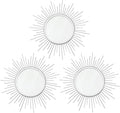3 Pack Metal Mirrors for Wall Sunburst Wall Mirrors Home Décor Decorative by Uaussi
