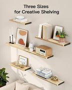 AMADA HOMEFURNISHING Wall Shelves Set of 6, Rustic Farmhouse Style, Wood - Image 7