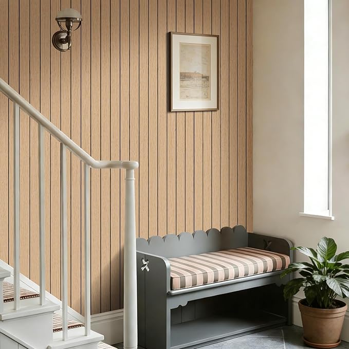 Arthome Peel and Stick Slat Wall Panels 15.7 "x120, Self-Adhesive PVC Wood - Image 5