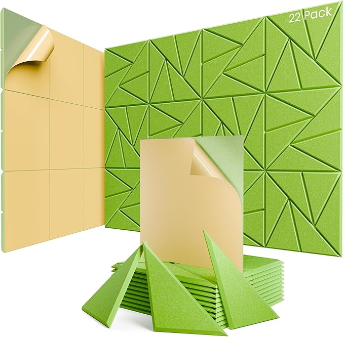 22 Pack Acoustic Panels with Self-Adhesive, Sound Panels High Density, by ROOME