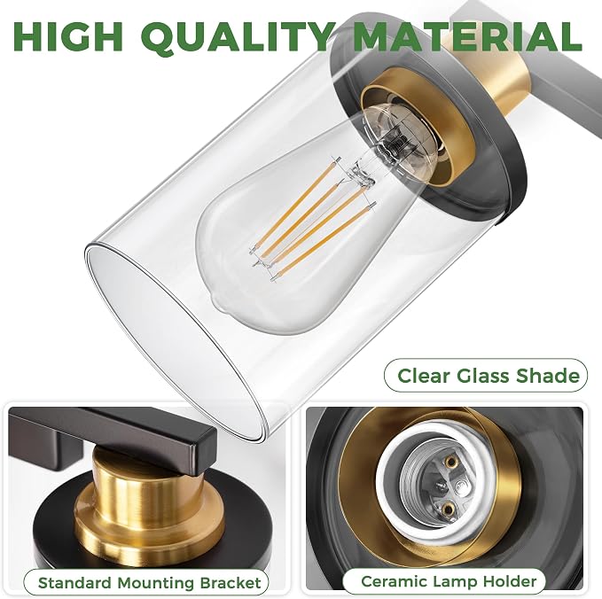 DORESshop Bathroom Light Fixtures, 5-Light Gold and Black Bathroom Lighting - Image 5