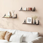YGEOMER Brown Floating Shelves for Wall, 16.5 Inch Farmhouse Wall Shelves for - Image 5