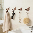 Set of 4 Vintage Leaf Wall Hooks Antique Bronze Coat Hooks Heavy Duty - Image 6