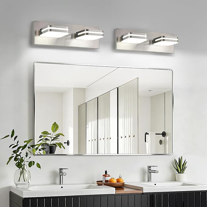 360° Rotate 2-Light LED Bathroom Vanity Light Fixtures, 900LM Acrylic Brushed - Image 6