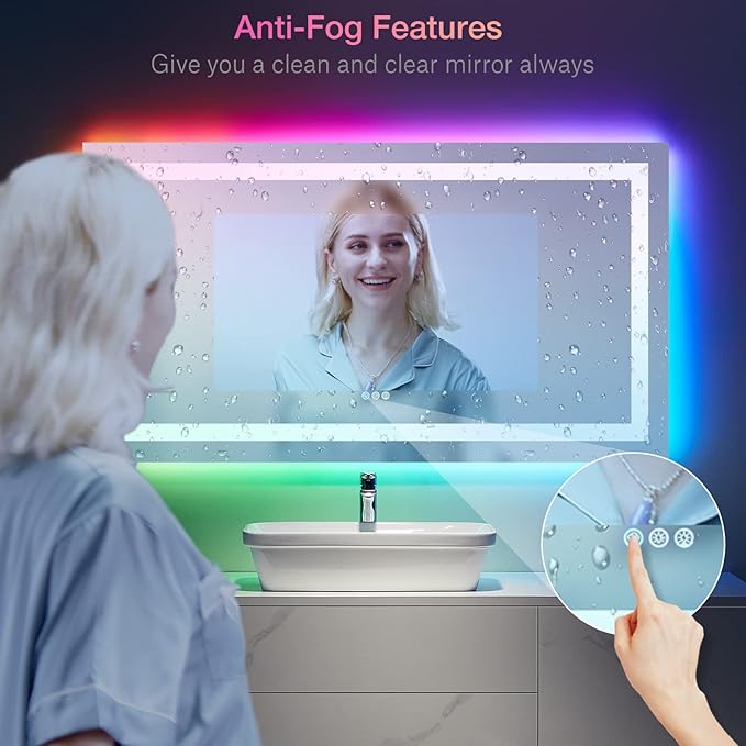 LOAAO 55X30 Inch RGB LED Bathroom Mirror - Image 5
