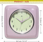 Infinity Instruments Square Retro Wall Clock, Pastel Pink - Image 7