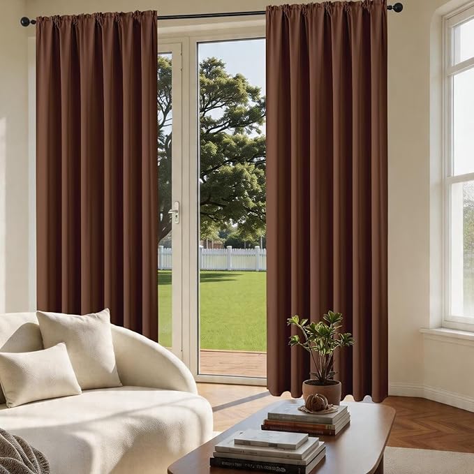 CUCRAF Brown Blackout Curtains 45 inch Length 2 Panels Set, Rod Pocket Room - Image 4