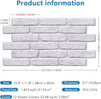 COMSTICKC 3D White with Gray Spots Faux Brick Wall Panel Peel and Stick Wall - Image 5