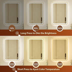 20x28 Inch Gold Framed LED Bathroom Mirror - Image 3