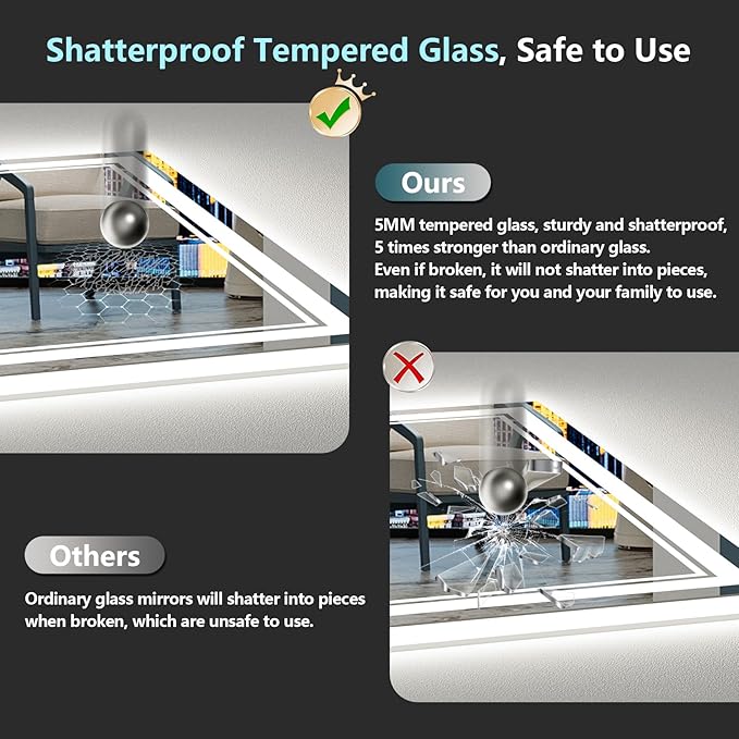 32x36 LED Bathroom Mirror with Lights, Backlit and Front Lit, Anti-Fog Lighted - Image 7