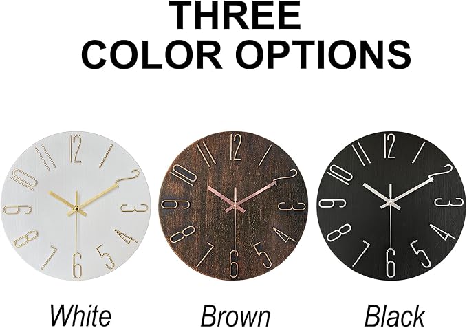 AIRUIFU Wall Clock 12 Inch Silent Non-Ticking Modern Clocks Battery Operated - Image 2