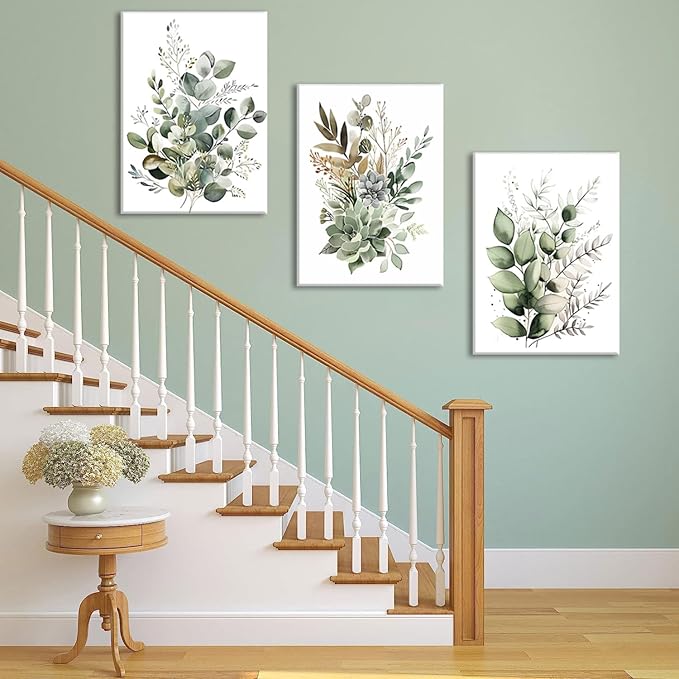 Bwodke Botanical Wall Art Plant Floral Watercolor Canvas Prints Set of 3 Framed - Image 7