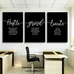 Hustle Quotes Execute Prints, Framed Canvas Wall Art Success Quote, Office Wall - Image 5