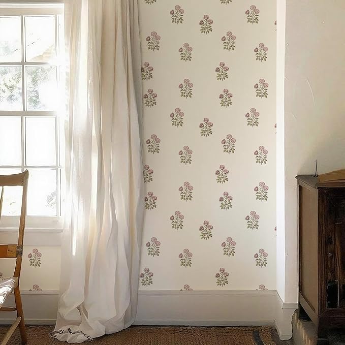 Vintage Floral Peel and Stick Wallpaper Retro Rose Flower Contact Paper - Image 8