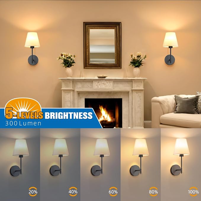 NIORSUN 14.5 inch Battery Operated Wall Sconce Set of 2, 9 Colors Wireless - Image 5
