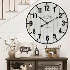 Large Old Town Farmhouse Wall Clock – 24 Inches Rustic Antique Wood by EMAXHOME
