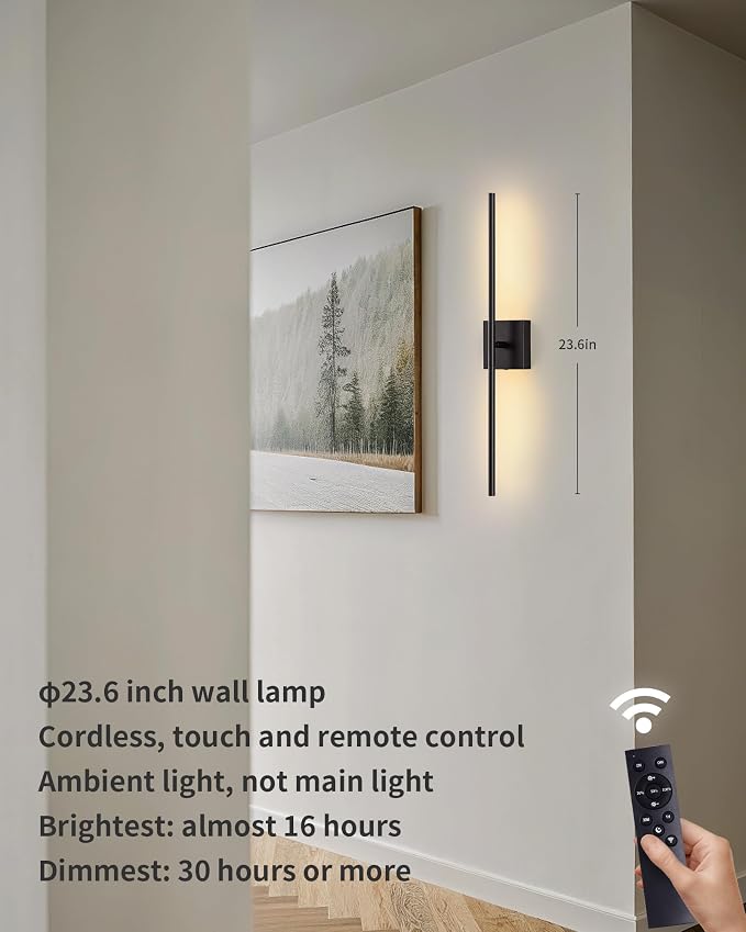 KDG Cordless Wall Sconces Set of 2, Wireless 5200mAh Rechargeable Battery - Image 2