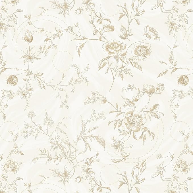 Ismoon Floral Peel and Stick Wallpaper Vintage Beige Stick on Wall Paper French by Ismoon