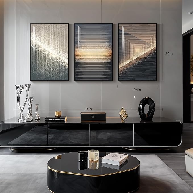 Large Framed Black and Gold Modern Luxury Abstract Wall Art - Image 3